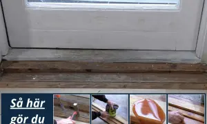 Så här gör du för att ta bort fernissa från trä. Bilderna visar hur man skrapar, slipar och oljar in träet.