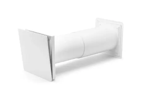 En vit ventilationskanal med en fyrkantig utvändig del. Perfekt för att montera fresh ventil i ditt hem.