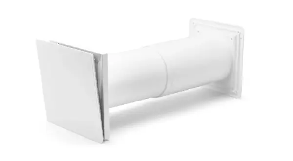 En vit ventilationskanal med en fyrkantig utvändig del. Perfekt för att montera fresh ventil i ditt hem.